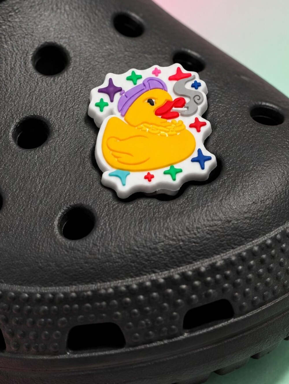 Yellow Duck Croc Shoe Charm Purple Beanie Funny Smoking Duck Jibbitz Style Bling